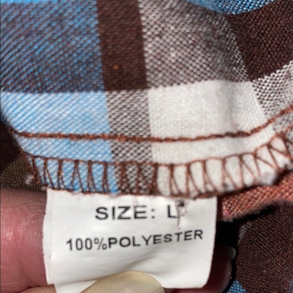 ASVIVID Plaid Tunic button up roll tab long sleeves leopard print accents size L - Picture 6 of 11